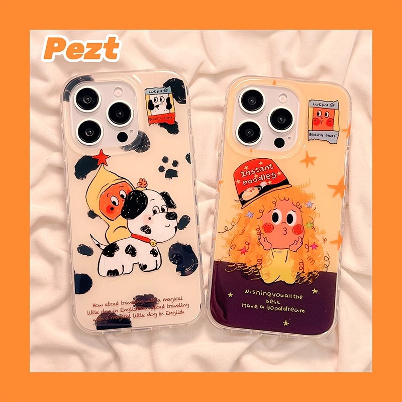 Graffiti Puppy Girl Suitable for Apple 17 Phone Case Couple Iphone16Promax New Model 13Pro Anti-Fall
