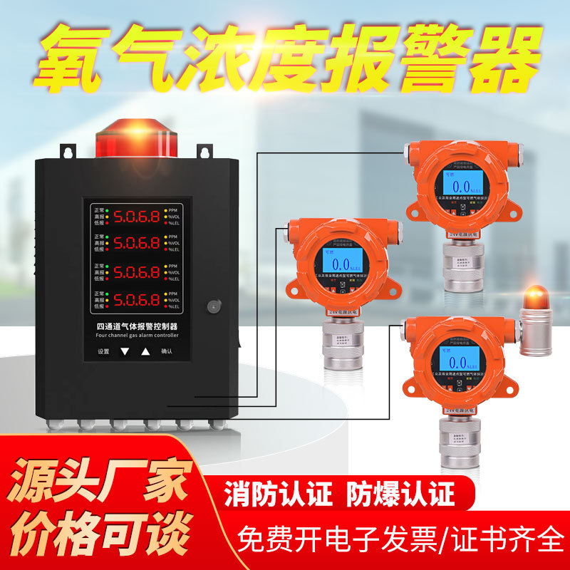 氧气浓度报警器氧含量气体检测仪医用实验室氧气泄漏缺氧氮探测器