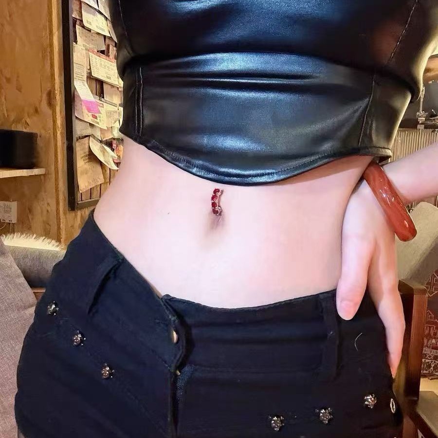 Klassisches Bauchnabelpiercing Aus Edelstahl Mit Zirkonia-steinen_voghion.com