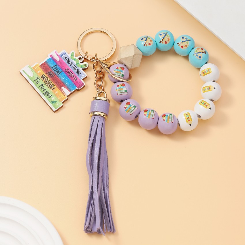 35g Weight Keychain Classification 1 Piece Quantity School, Graduation Occasion Acrylic, Wood Material Teachers' Day Festival Book, Letter, Tassel Pattern Unisex Gender Beaded Design Modern Style Style Modern Style Book Letter Tassel Arylic Wood Beaded Teachers' Day Unisex Keychain 1