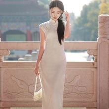 旗袍2025年新款改良女夏年轻款气质高端长款纯色素雅复古民国优雅