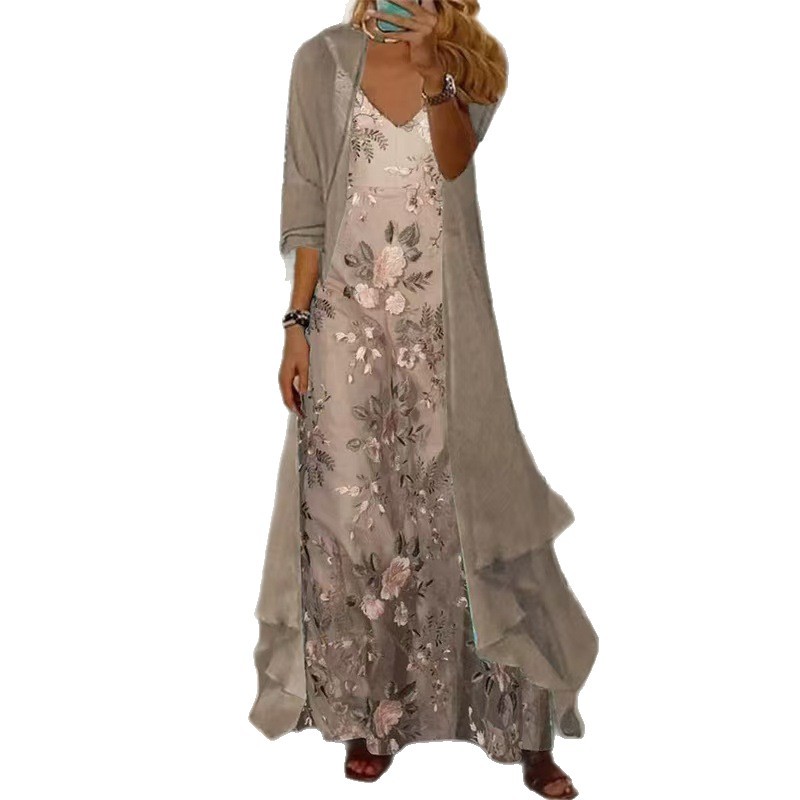 Women's Inner Layer Dress Two-Piece Set Floral Print Dress_ecoleips.com