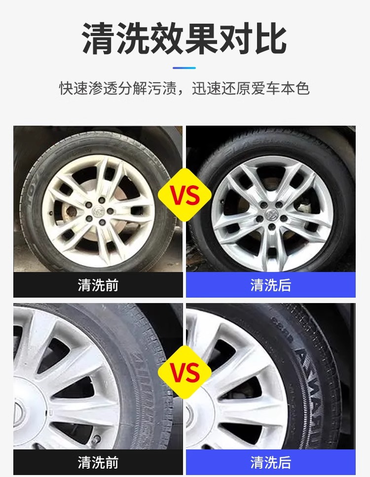 Car Wash Shop Concentrated Self-Cleaning Powder, No-Wipe Car Wash Liquid, Tire Wheel Rim Cleaner, Mixed into a Large Barrel
