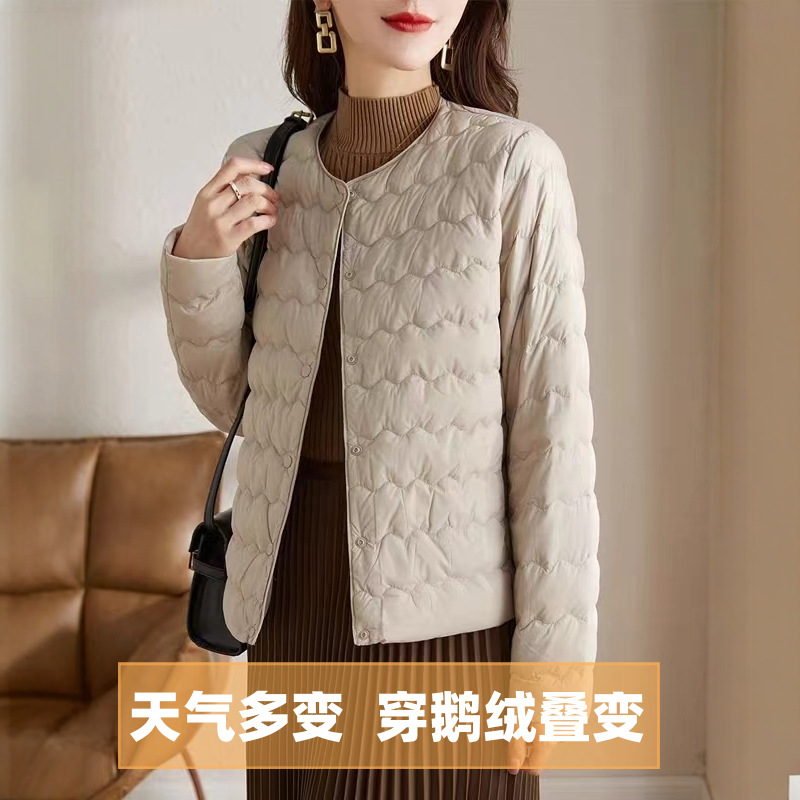 鹅绒羽绒服女短款小个子百搭内胆叠穿轻薄气质洋气妈妈秋冬外套