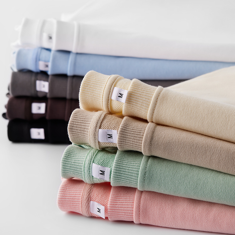 380g Heavy Terry Men's Loose Pullover Round Neck Sweatshirt Men's Early Autumn Loose Long-Sleeved Off-Shoulder Autumn and Winter Bottoming Shirt