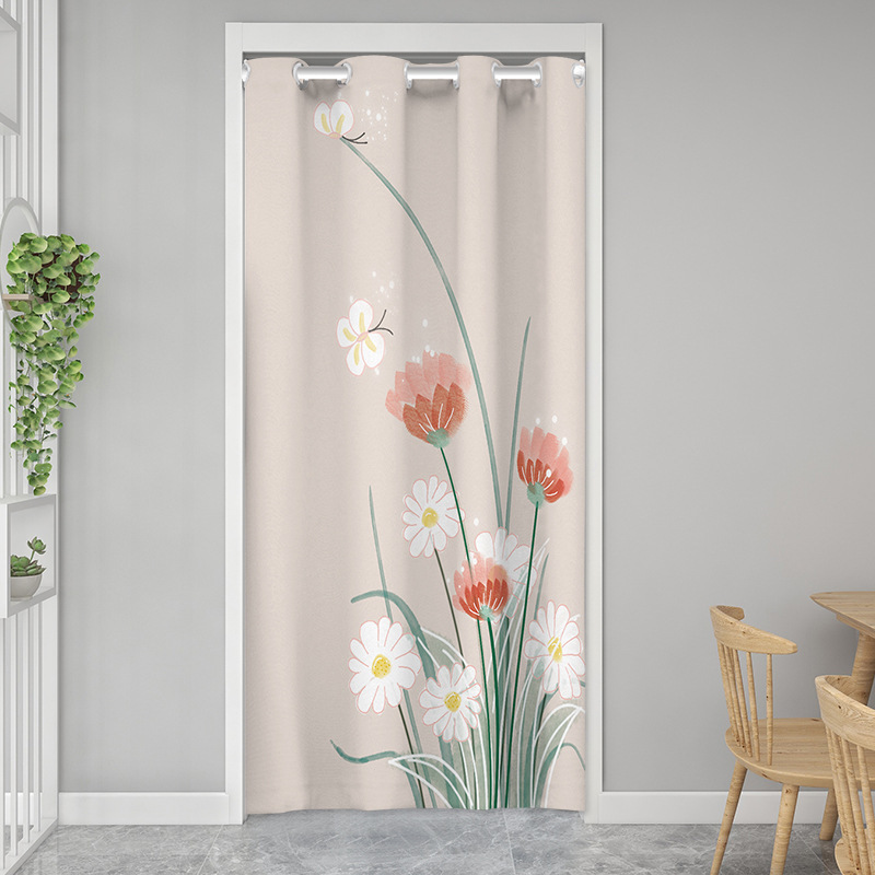 Simple Door Curtain Entrance Covering Curtain Punch-free Fabric Hanging Curtain Slidable Bedroom Cloth Curtain Entrance Aisle Ugly Covering Curtain
