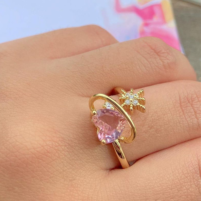 Sweet Heart Shape Alloy Inlay Rhinestones Womenu0027S Open Ring