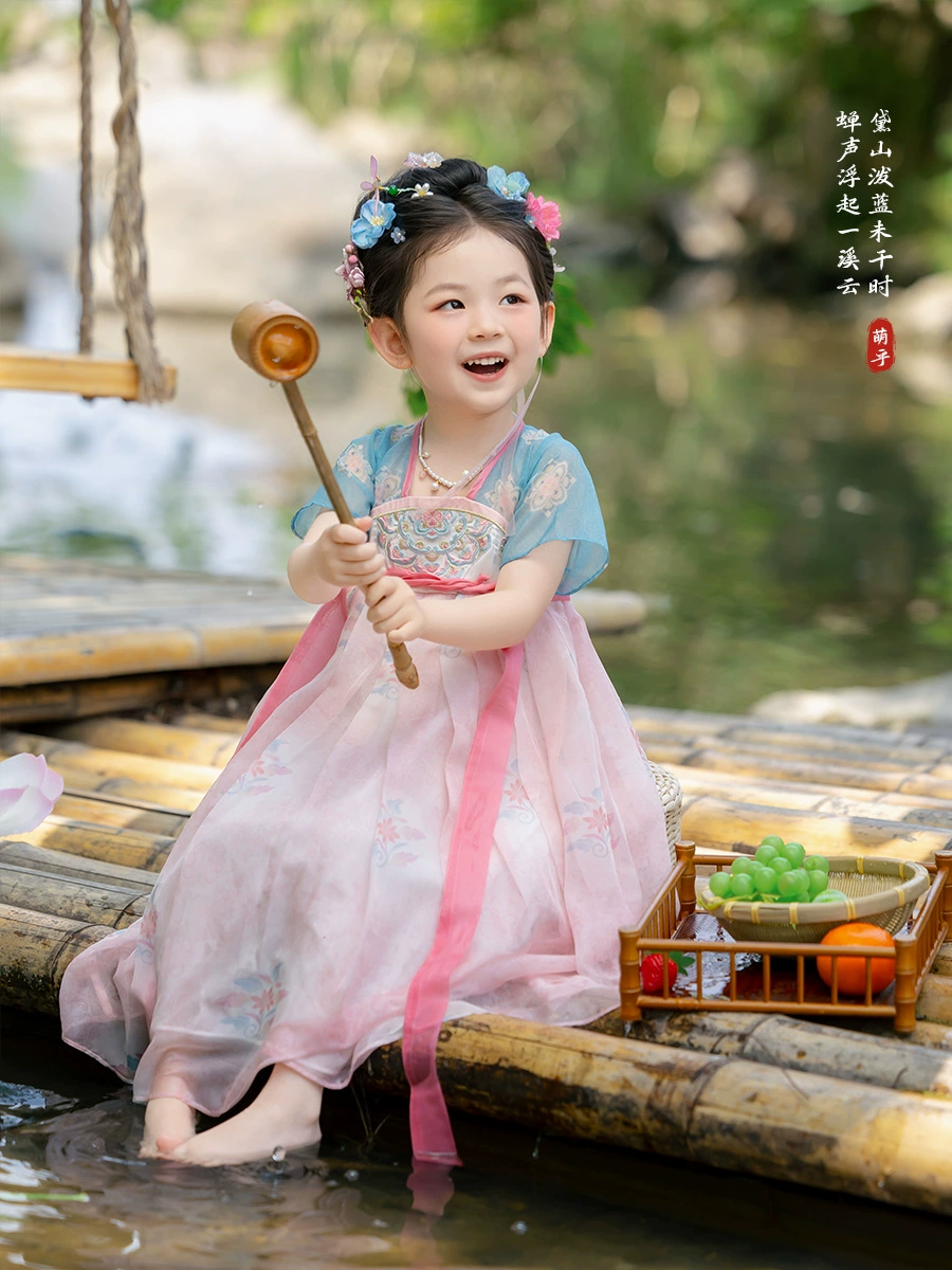 Summer Hanfu, girl's skirt, dress, 25 years, with embroidery