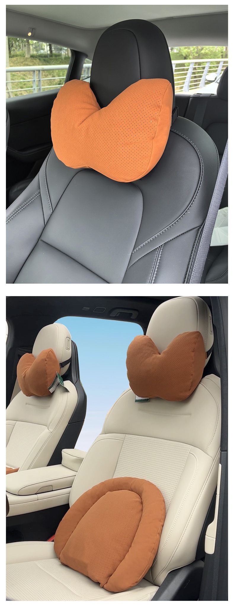 Axivy car headrest, neck pillow, and lumbar support integrated sports seat for Tesla, cute and high-end for girls