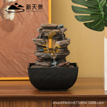 自动循环流水摆件中式客厅电视柜桌面小型加湿器公司前台创意造景