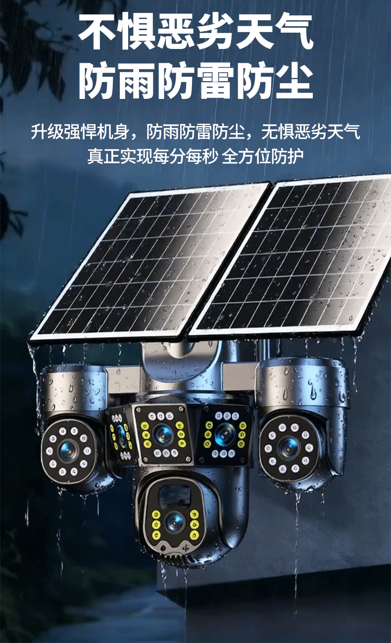 Solar-Powered Surveillance Camera 360-Degree Coverage Outdoor No Power No Network HD Night Vision 2026 New Model