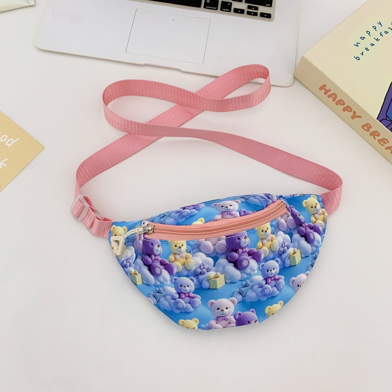 Cartoon Cute Graffiti Bear Bolso de pecho para niños y niñas Estilo occidental Impresión tridimensional Bolso de mensajero para bebés Nuevo estilo Riñonera para niños