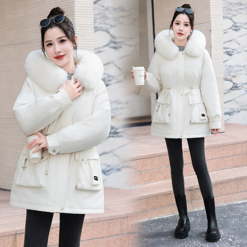 Una ropa de invierno, tres nuevos tipos desmontables de invierno para mujeres, 2024 nuevos tipos de invierno para la cintura y el grosor de la chaqueta de cuello de lana
