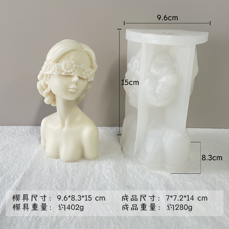 Llamativo chica yeso retrato escultura silicona molde DIY carácter aromaterapia vela decoración fragante piedra herramienta de molienda
