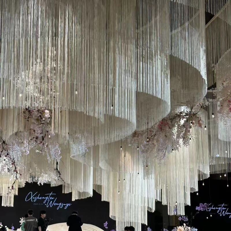 3 m wide and 2 m high Korean style pure line curtain wedding wedding encryption tassel door curtain home living room partition curtain hallway decoration 3 m wide and 2 m high Korean style pure line curtain wedding wedding encryption tassel door curtain home living room partition curtain hallway decoration