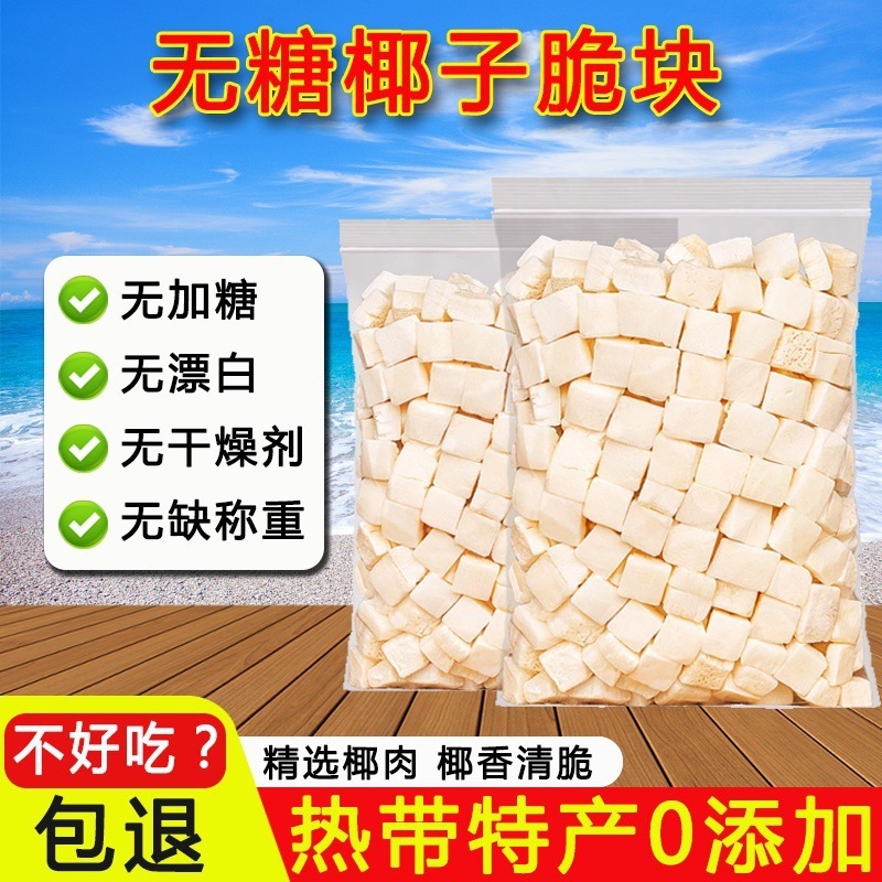 无糖无添加椰子脆块500g海南特产椰子块冻干原味香脆椰子干零批发