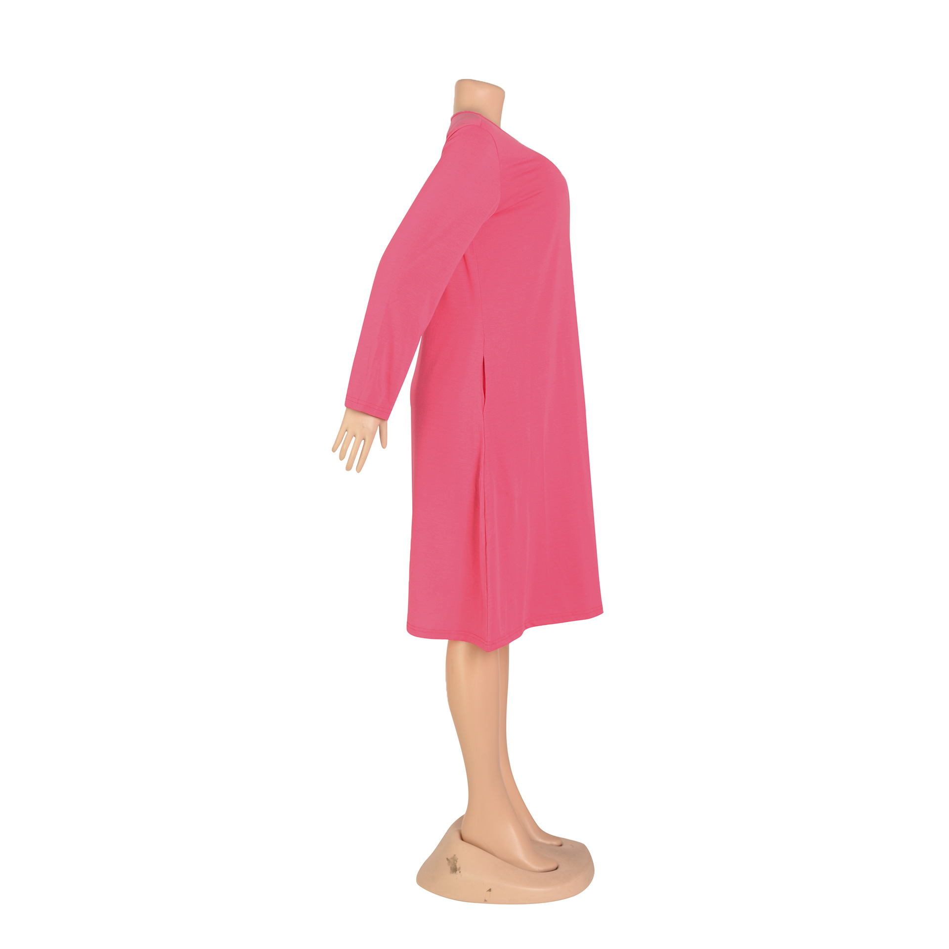 Women Clothing Dress Long Sleeve T-shirt Mid Solid Color Basic Summer Autumn