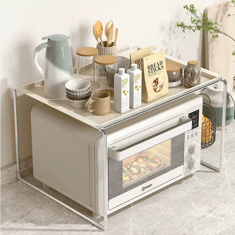 厨房微波炉电烤箱多功能台面收纳置物架家用ins风不锈钢烤箱支架
