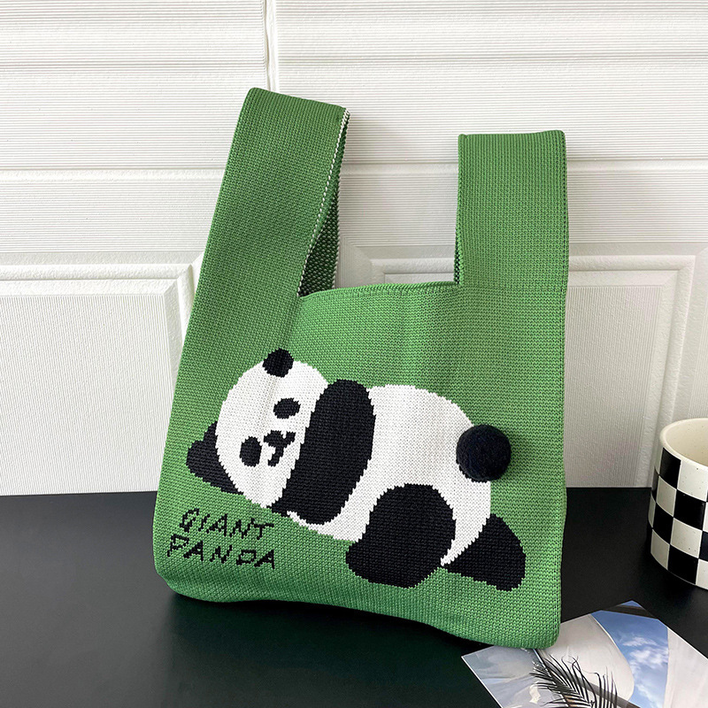 Bolsas de nicho de diseño de pandas lindos bolsas de mano de punto bolsas de mano estudiantes personalidad bolsas de brazo fábrica al por mayor