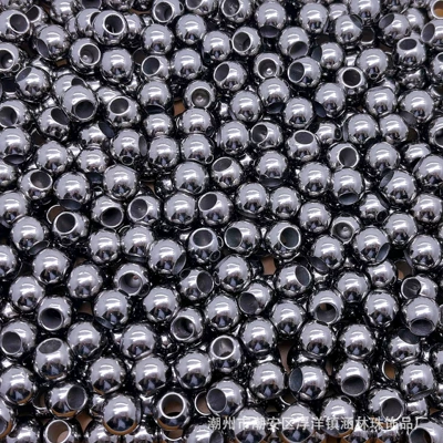 Zərgərlik ara hissələri — Large Hole Gold-Plated Round Beads Silver - water-plated-gun-color-large-hole-6mm-hole-about-3mm-about-5500-piecescatties