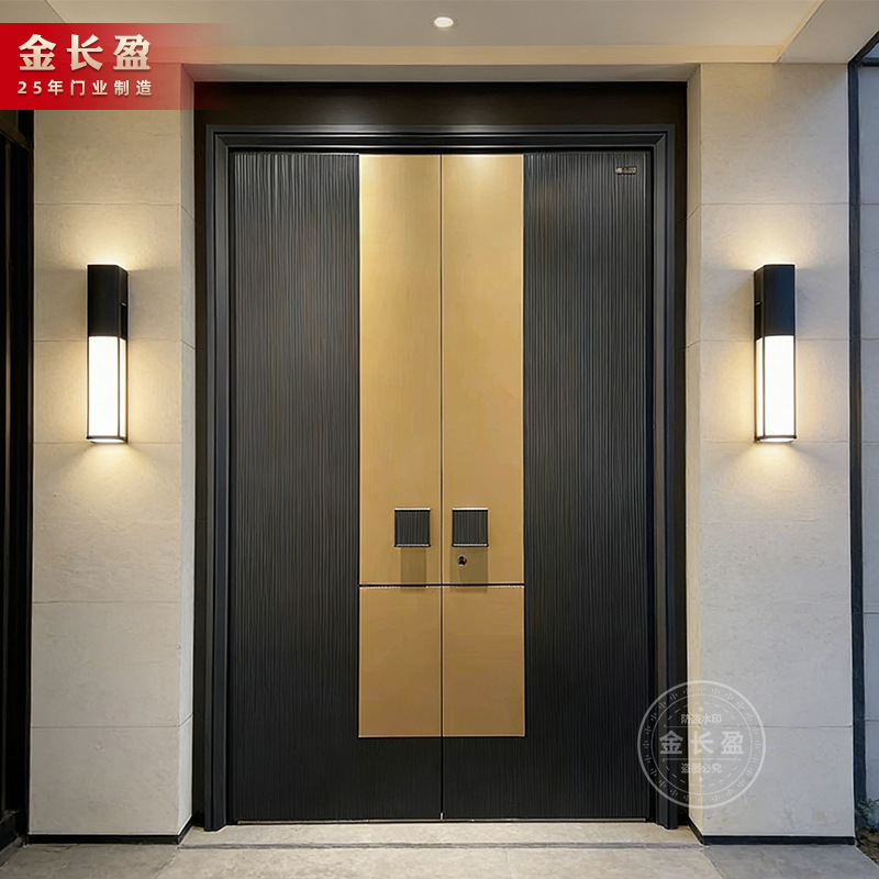 Villa Entrance Door, Rural Self-Built House Anti-Theft Door, Class a Entry Door, German-Style Carmen Double-Opening Finely Carved Cast Aluminum Double Door