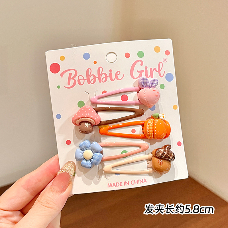 F9050-2# mushroom & pumpkin hair clip 5-piece set