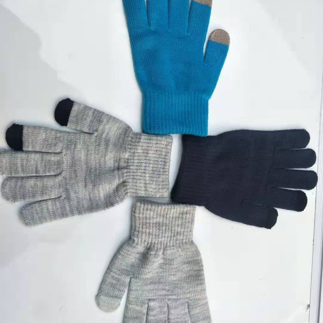 秋冬新款男女士保暖手套触屏手套针织加绒触屏手套分支手套批发