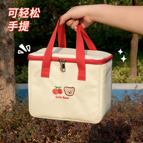 Portable lunch box pocket with good appearance and large capacity lunch box bag for students ins style lunch box insulation bag wholesale