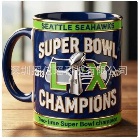 跨境爆款马克杯Mug超级碗海鹰队冠军纪念杯