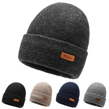 新款户外针织帽子男女冬季时尚百搭保暖大头围加厚护耳毛线包头帽