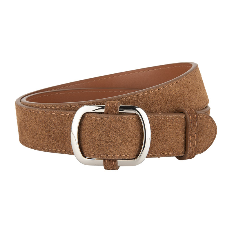 Cross-Border American Retro Matte Genuine Leather Belt For Women, Decorative Suit Fashion High-End Pin Buckle Leather Belt Wholesale - Thumbnail 5