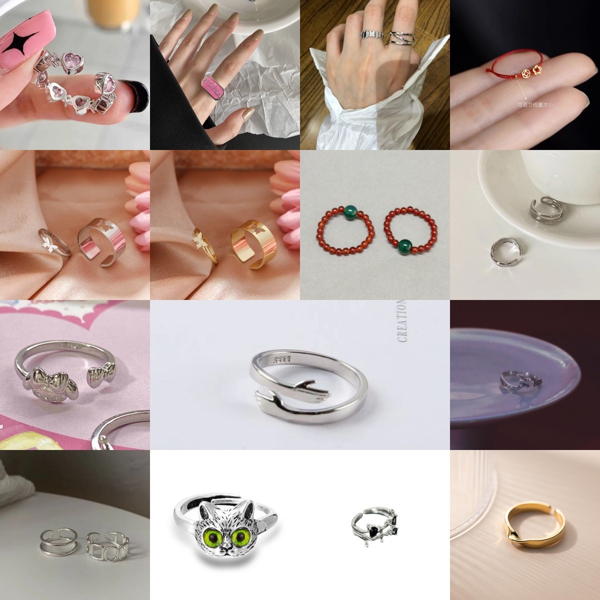 1. Multi-layered, fashionable silver ring, perfect for best friends, a trendy and unique ring for the index finger