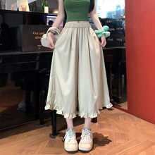 冰丝速干七分裤子女夏季薄款2025新款小个子阔腿裤宽松休闲八分裤