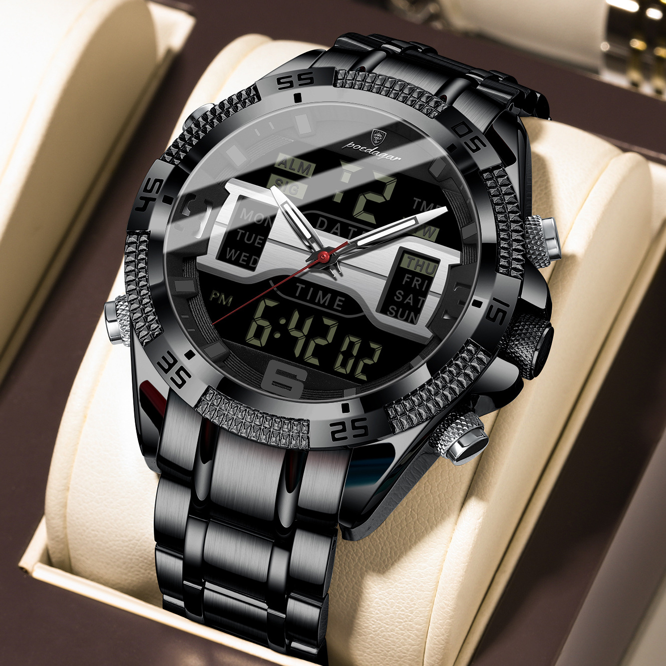 PE103 블랙 쉘 블랙 표면 스틸 벨트 모델