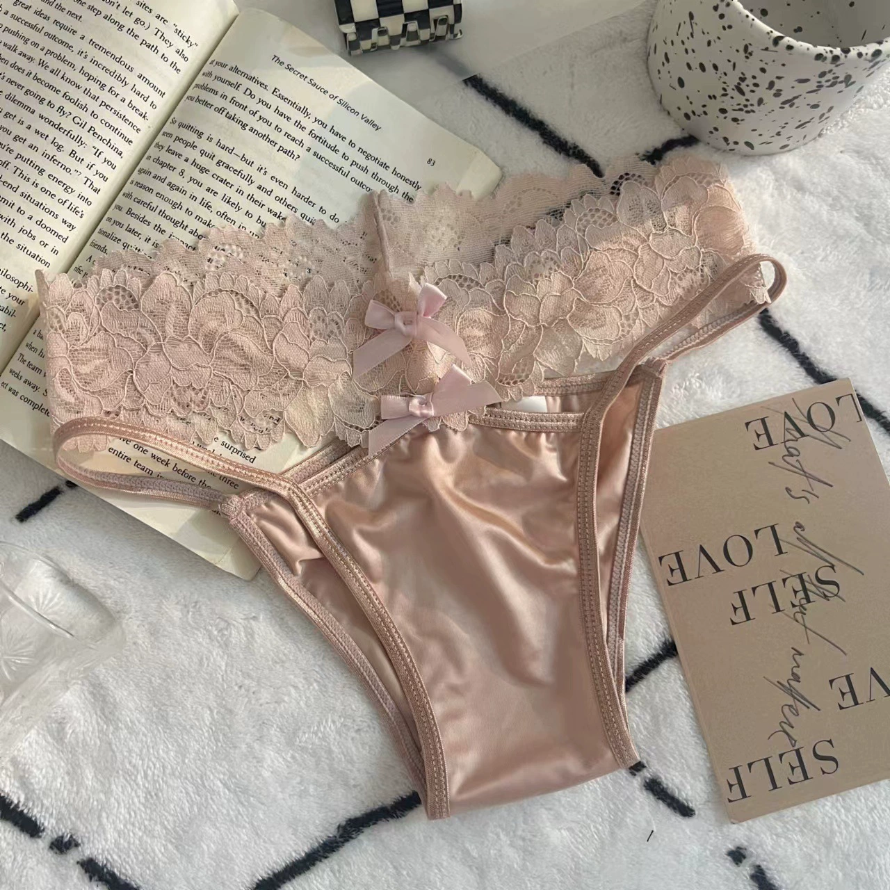 Дышащие хлопковые кружевные sexy штаны с бантом