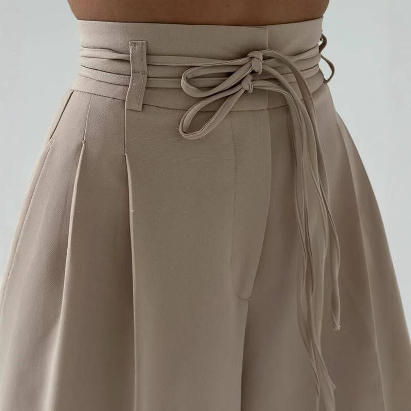 Spot Design High Waist Lace-Up Slim Straight Pants 2025 New European and American Cross-Border Amazon Women's Casual Clothing Spot Design High Waist Lace-Up Slim Straight Pants 2025 New European and American Cross-Border Amazon Women's Casual Clothing