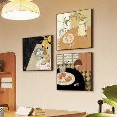 《二十四节气》系列原木风餐厅饭厅装饰画客厅玄关挂画艺术感壁画