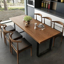新款北欧实木餐桌椅组合轻奢简约复古饭店咖啡厅长方形桌椅小户型