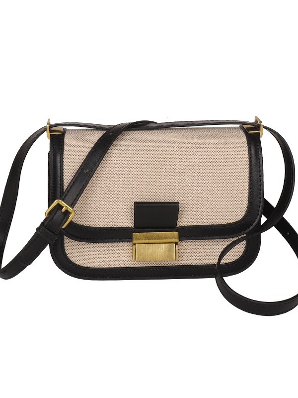 Nicho de diseño de lino empalmado bolso para mujeres 2024 nueva moda moda bolso cuadrado pequeño bolso casual simple mochila