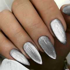24片黑色珠光猫眼 长尖水滴甲  时尚炫酷女孩穿戴甲   跨境nail