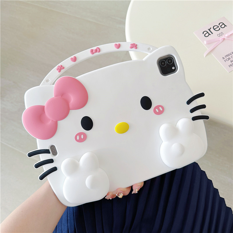 Cross-Border Apple Air6 Tablet Protective Cover Satchel Ipad10 Soft Silicone Cute Cartoon Kt Telescopic Stand Suitable