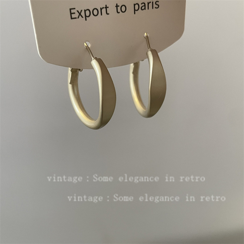 Retro design matte golden earrings