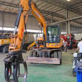 犀牛80 轮式抓木机图片 旋转装载机 卷扬机 钢丝绳抓树枝 夹甘蔗