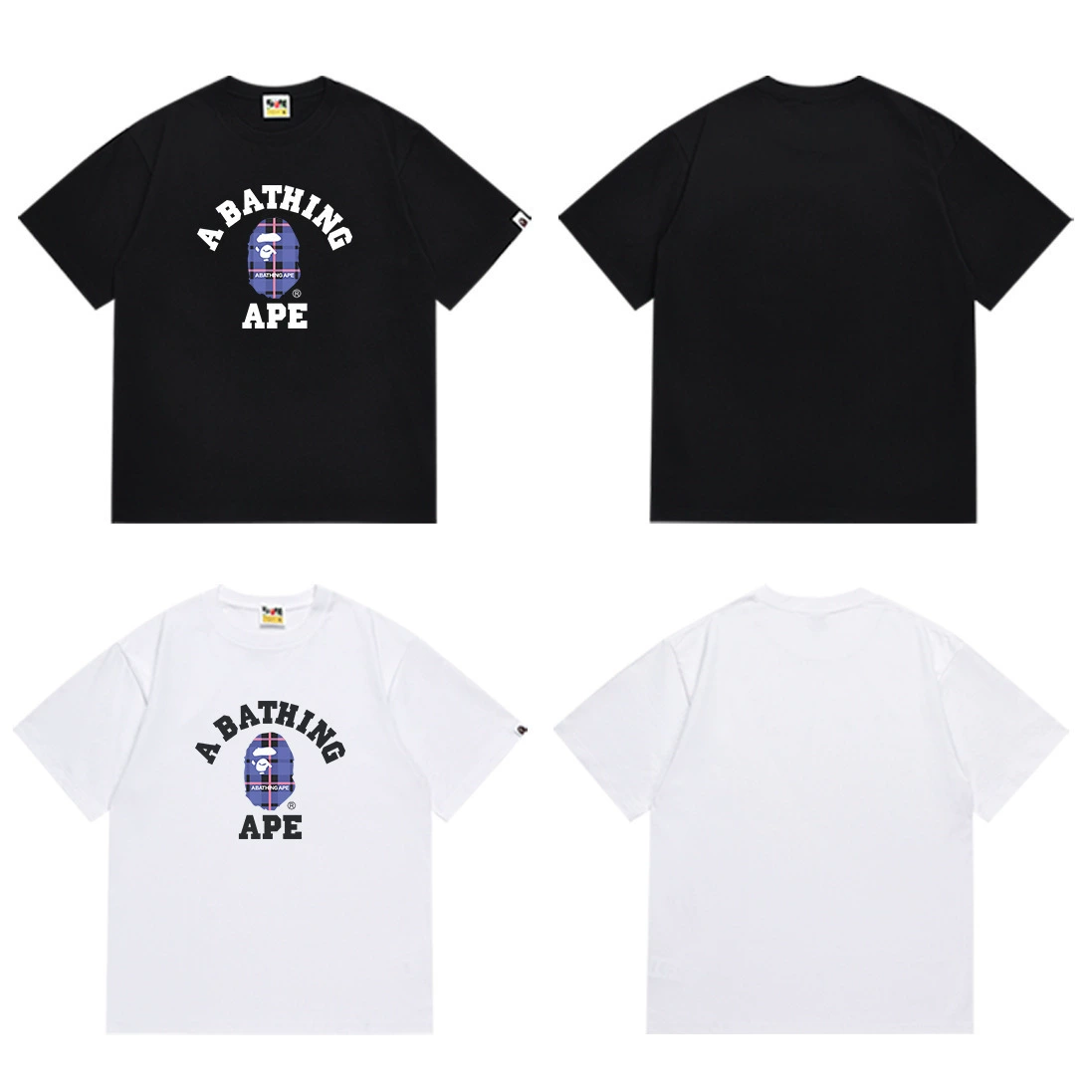 Стильный брендовый топ BAPE с половинными рукавами TEE для мужчин и женщин, камуфляж голова обезьяны, высокого уровня, свободный крой, короткий рукав