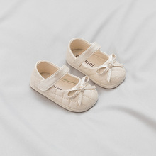 女小童2022春款蝴蝶結可愛平底鞋1-3歲寶寶軟底透氣防滑學步鞋字
