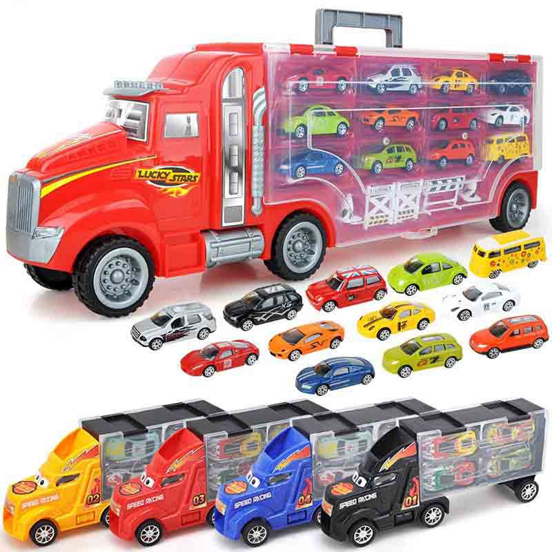 Children's Toy Trailer Container Car Storage Box with Alloy Car Boy Model Set Dropshipping Free Shipping