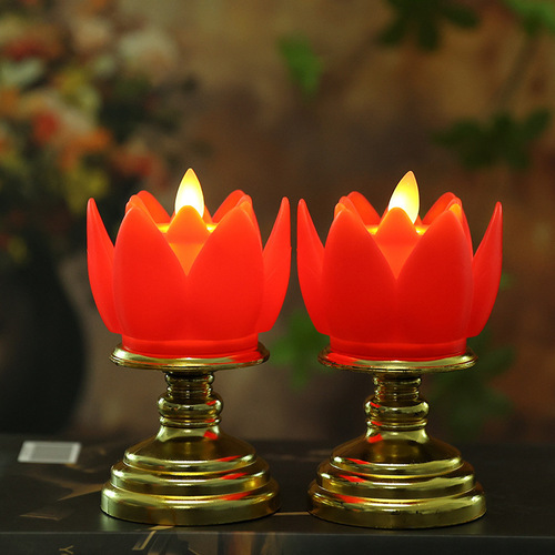 LED Lotus Simulation Swing Candle for Buddha Lamp, Safe and Smokeless Electronic Candle New Creative Direct Sales 