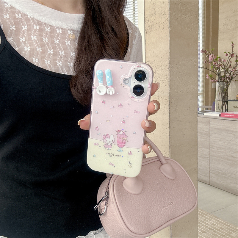 Niña ins brillo helado kt estéreo aplicable iphone16ProMax estéreo 14/15 Apple 13 cadena