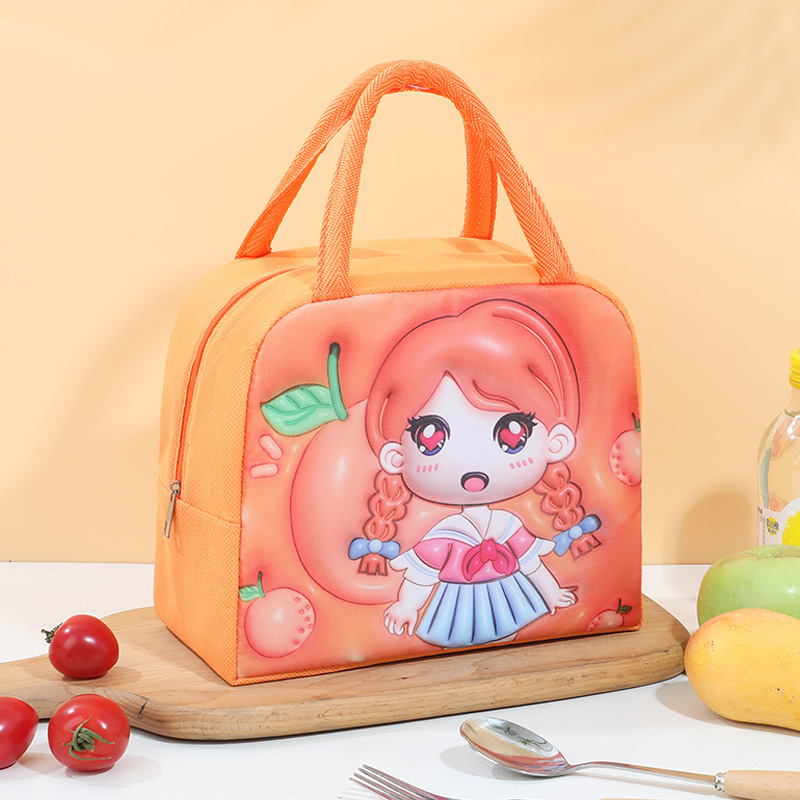 Nuevo patrón tridimensional de bolsas de almuerzo de dibujos animados de dopamina linda bolsa de almuerzo bolsa de aislamiento para el trabajo y la escuela almacenamiento de almuerzo