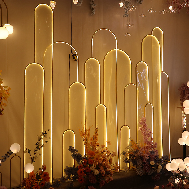 Transfronterizos Hot Sale Golden Arch Gate Escena de arco de hierro forjado boda camino guía de globo soporte fondo de puerta